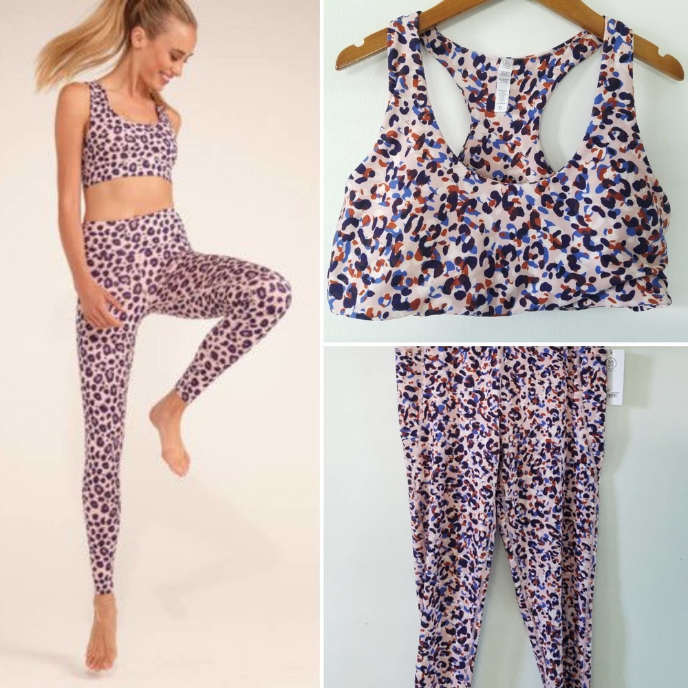 SAGE COLLECTIVE Leopard Sports Bra & High Rise Legging Matching Coord Set NWT XL